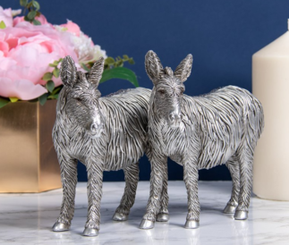 Silver Colour Pair of Donkeys Statue LP47813