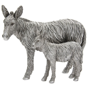 Silver Colour Donkey with Foal Statue LP47811
