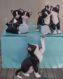 3 Black White Cat and Kittens Ornament Figurines by Leonardo