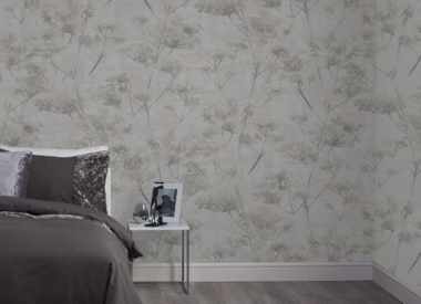 Graham & Brown Boutique Serene Seed-Head Grey Floral Wallpaper