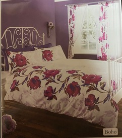 Double Purple Floral Duvet Cover Set - Boho