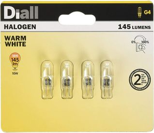 Diall Set of 4 Dimmable G4 10w Bulbs 145LM  12V