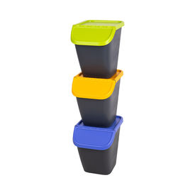 Stackable Recycle Bins 23L x 3 Food Waste Recycling Lids Dustbin Kitchen Garden