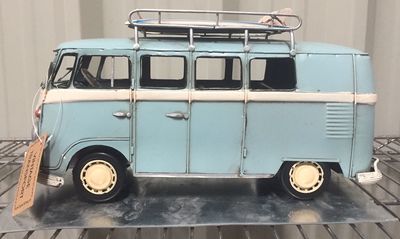 Metal Tin Blue VW CAMPER VAN MODEL