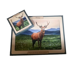 Set of 4 Table Placemats & Coasters - Stag