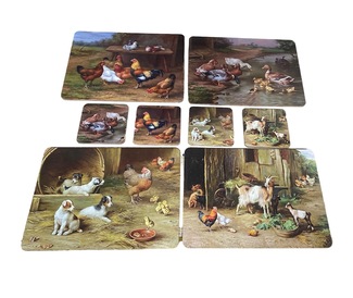 Set of 4 Table Placemats & Coasters - Farm Animals