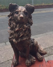 Bronzed Collie Sitting Dog Statue by Leonardo