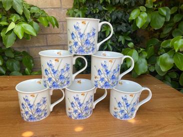 Bluebell Flower Coffee Mug Set of 6
