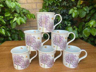 Allium Flower Coffee Mug Set of 6