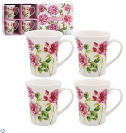 Pink Rose Mug Set of 4