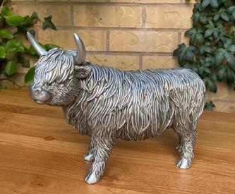 Highland Cow Ornament Silver Colour