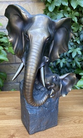 Large Elephant Ornament Bust Bronze Colour