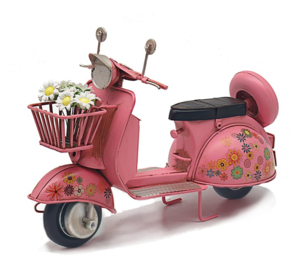 Floral Pink Scooter Tin Model