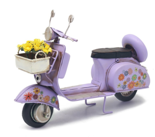 Floral Purple Scooter Tin Model