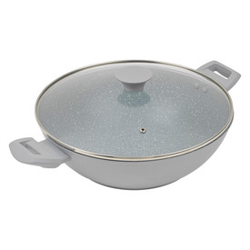 Salter Marblestone Non-Stick 30cm Family Pan with Lid Grey BW11613TE