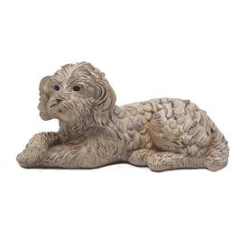 Cockerpoo dog ornament lying down