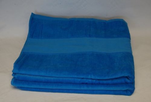 Set of 2 Velour Large Blue Beach Towels - 100% Cotton Size 85cm x 160cm