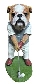 Golfer Bulldog Garden Ornament