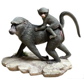 Large Baboon Ornament with Baby