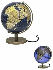 Light Up Navy Gold Globe with Metal Stand