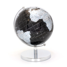 World Globe Black Silver with Metal Stand Height 34cm