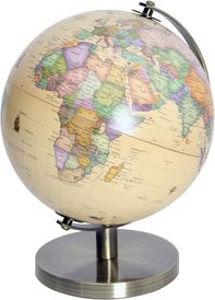 World Globe Cream with Metal Stand Height 27cm