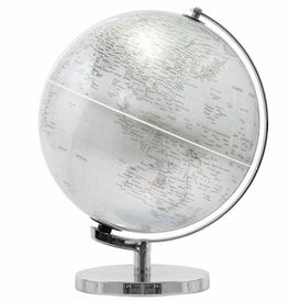 Light Up Silver Globe with Metal Stand