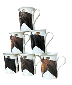 Horse Mug Set of 6 Fine China Classic Coffee Cups