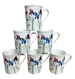 6 Garden Flower Mugs Fine Bone China Coffee Cup Set 295ml Eden Garden