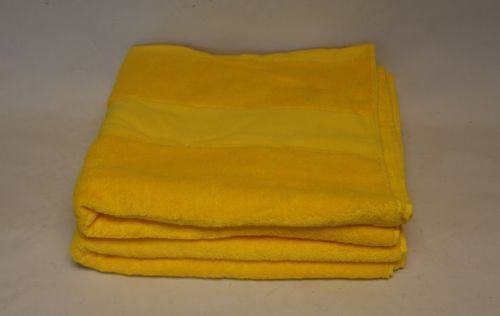 Set of 2 Large Yellow Velour Beach Towels 85cm x 160cm