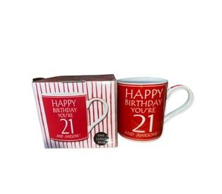 Red 21st Birthday Mug by The Leonardo Collection