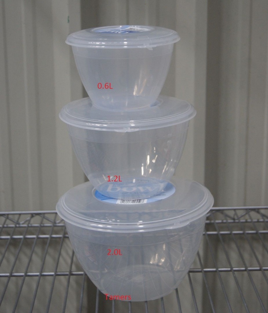 NEW  Microwave Transparent Plastic Pudding Storage Bowls & Lid 0.6L/1.2L/2L 