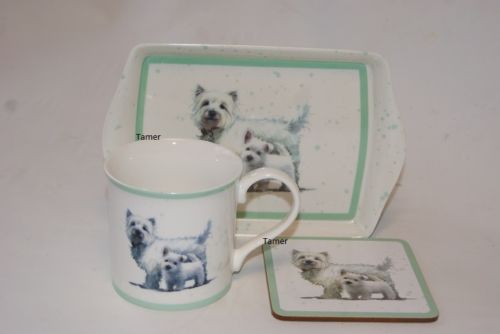 West Highland Terrier Fine China Mug, Tray and Coaster