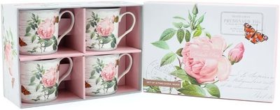 Set of Four Redoute Rose Palace Mugs Gift Boxed