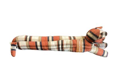 Tartan Blanket Style Terracotta Cat Draught Excluder