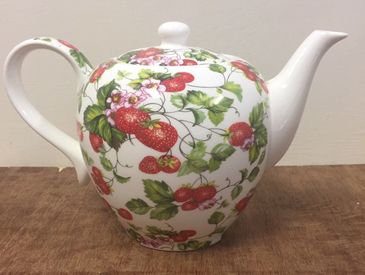 Strawberry Pattern Porcelain Teapot Brand New in Box