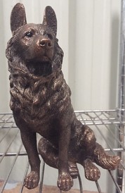 Bronzed Alsatian Dog Ornament Figure / German Shepherd Dog Statue