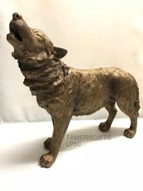 Large Howling Wolf Statue by Leonardo Collection - Bronze Colour