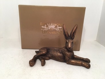 Lying Hare Statue By Leonardo Collection LP28616 - Bronze Colour