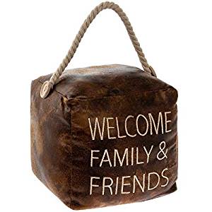 Faux Leather WELCOME FAMILY & FRIENDS DOORSTOP