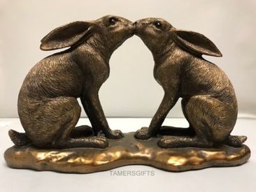 Kissing Hares Statue by Leonardo Collection LP41951 - Bronze Colour