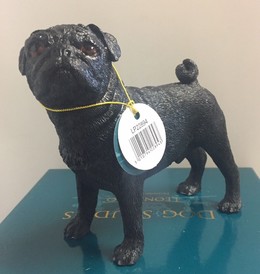 Black Pug Dog Ornament Figurine by Leonardo Collection