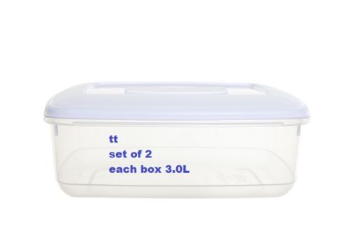2x 3 Litre Rectangular Plastic Food Storer Lunch Box Dinner Tub