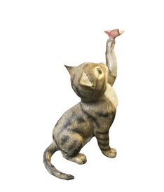 Tabby Cat Playing with Butterfly Statue by Leonardo