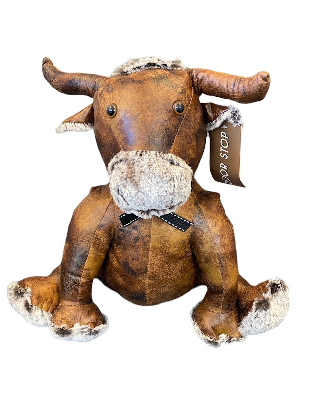 Great Ornament or Lovely Gift Faux Leather Bull Weighted Door Stop 