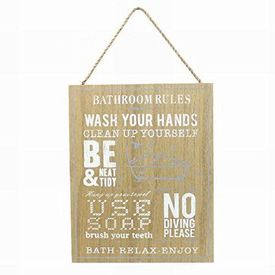 Bathroom Rules Hanging Sign