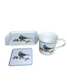 Blue Tit Mug, Coaster and Tray Gift Set