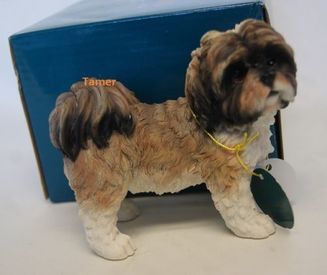 White and Brown Shih Tzu Statue by Leonardo Collection
