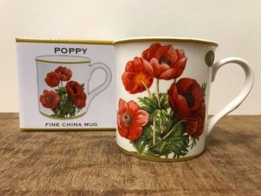 Red Poppy Flower Mug - BNIB Fine China Red Poppy Mug