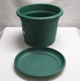 Milano Green 50cm Plastic Round Planter and Saucer Set